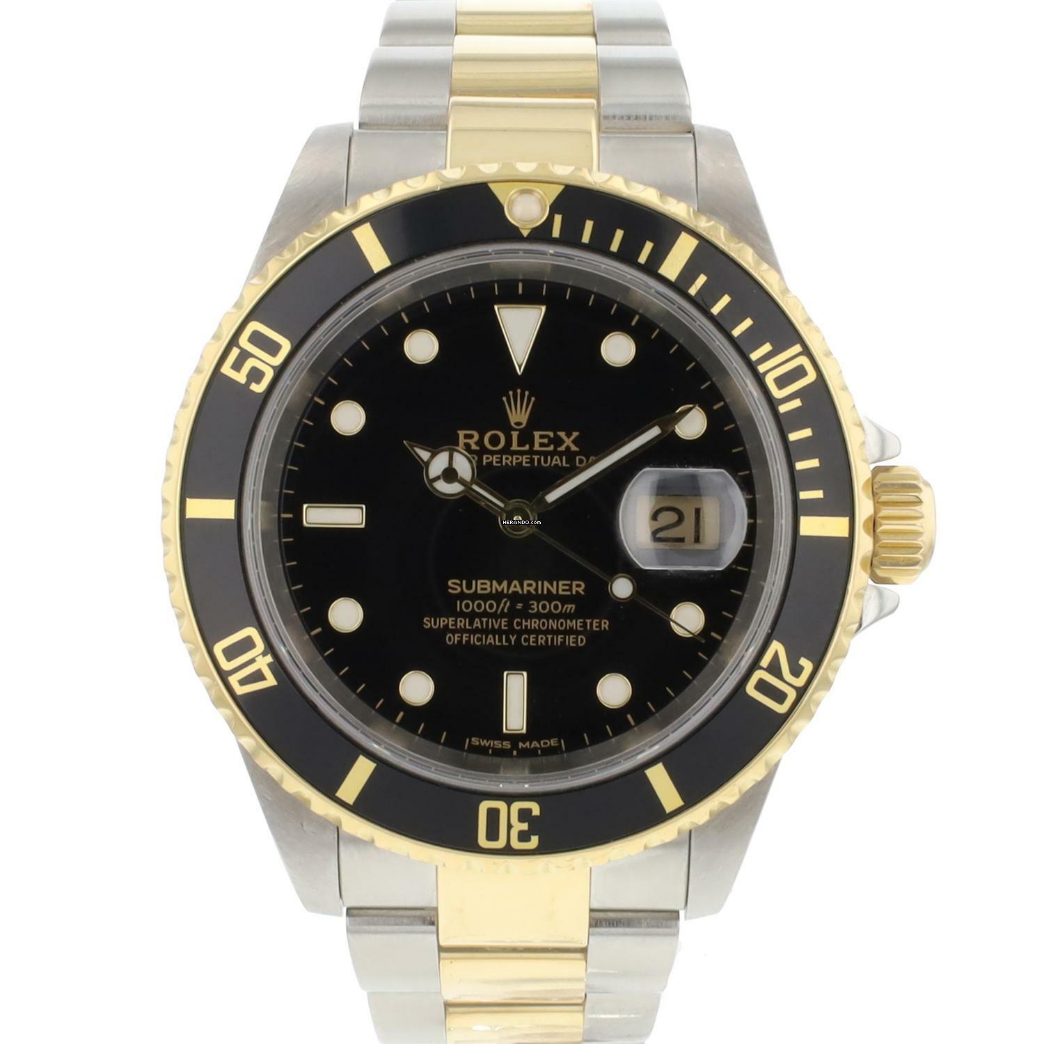  Rolex Submariner Date Gold Steel Black Dial  