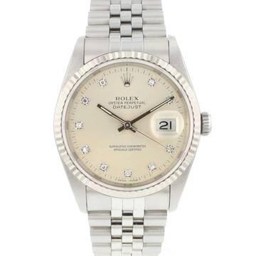  Rolex Datejust 36 Jubilee Fluted Silver Diamond Dial 