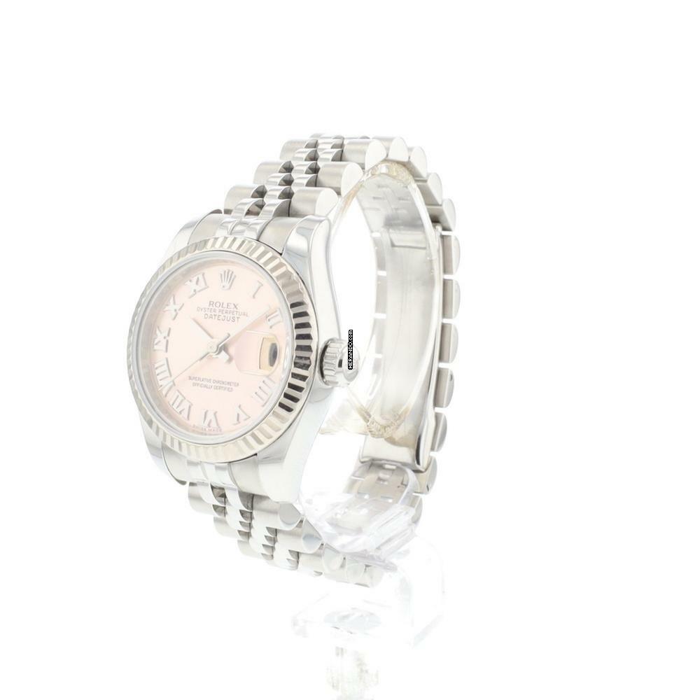  Rolex Lady-Datejust 26 Steel Gold Jubilee Fluted Pink Roman Dial 