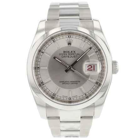  Rolex Datejust 36 Smooth Oyster Silver Tuxedo Dial Roulette Date  