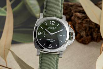 Thumbnail von Panerai Luminor Marina Automatic Verde Smeraldo Stahl Automatik Ref. PAM01356 B&P 2023