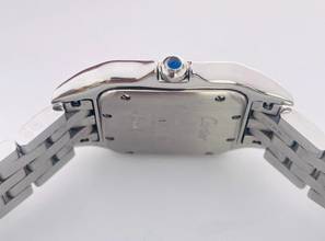 Thumbnail von Cartier Panthère Steel 27mm size,Nice condition Quarz Diamonds After Market Iced Out Box+Papers Open date with papers