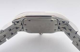 Thumbnail von Cartier Panthère Steel 27mm size,Nice condition Quarz Diamonds After Market Iced Out Box+Papers Open date with papers