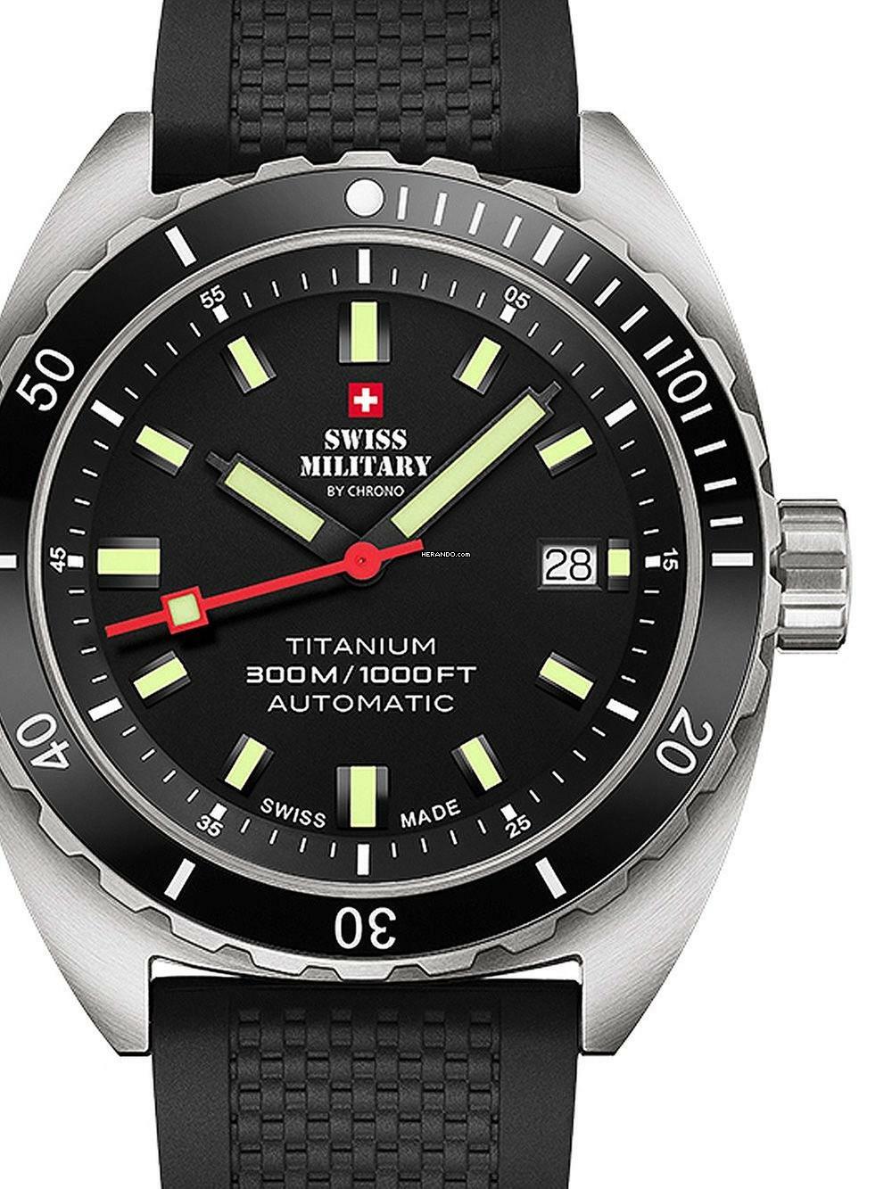 Swiss Military SMA34100.06 Diver Titanium Automatik Herrenuhr 42mm 30ATM