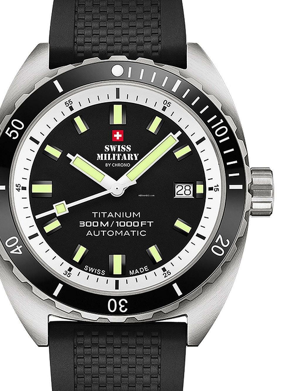 Swiss Military SMA34100.07 Diver Titanium Automatik Herrenuhr 42mm 30ATM