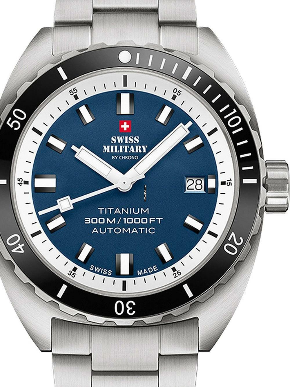 Swiss Military SMA34100.03 Diver Titanium Automatik Herrenuhr 42mm 30ATM