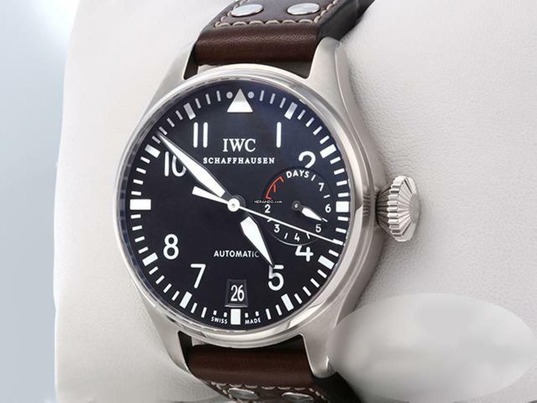  IWC Große Fliegeruhr Big Pilot Fliegeruhr Automatik Iw5004 Iwc-service 2023 Edelstahl Stahl Steel Black Dial  