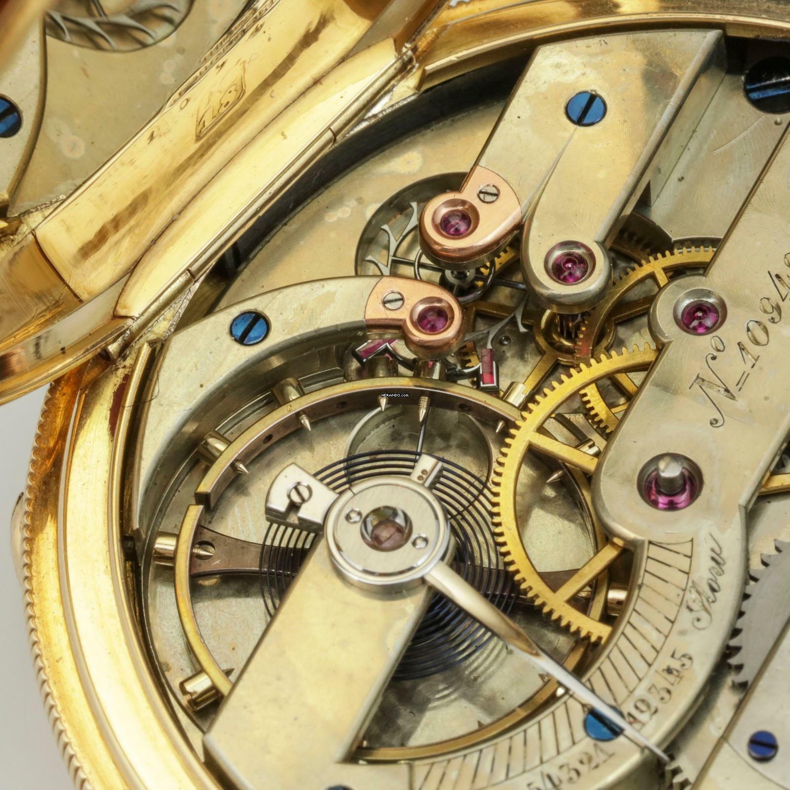 Thumbnail von Jules Jürgensen 150g schwere 20''' 18k Gelb Gold Anker-Chronometer Taschenuhr 1867 mit Jürgensens patentierter Bügel-Zeigerstellung