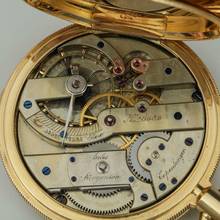 Thumbnail von Jules Jürgensen 150g schwere 20''' 18k Gelb Gold Anker-Chronometer Taschenuhr 1867 mit Jürgensens patentierter Bügel-Zeigerstellung