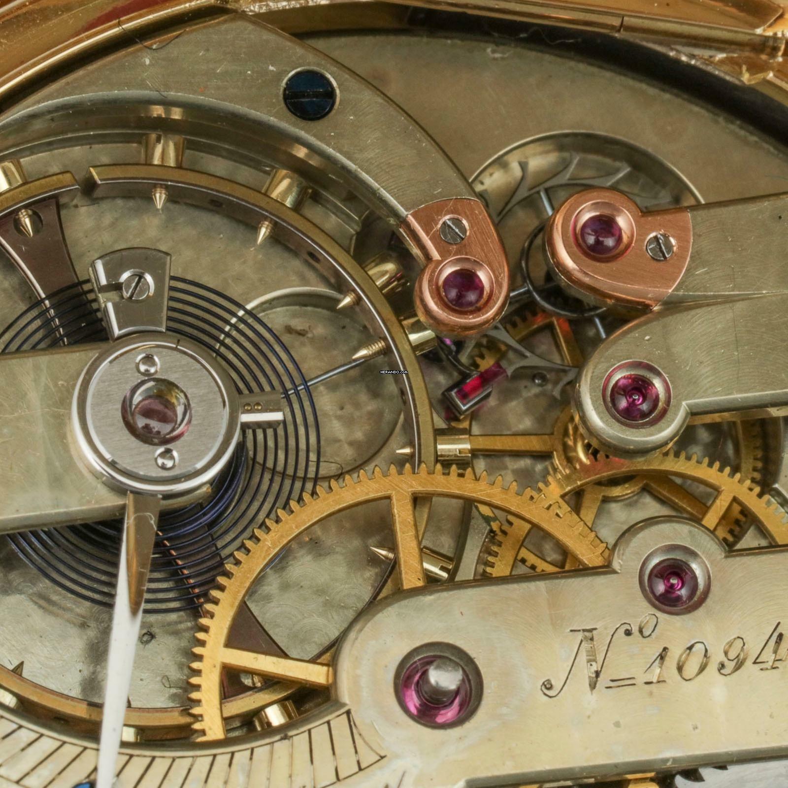 Thumbnail von Jules Jürgensen 150g schwere 20''' 18k Gelb Gold Anker-Chronometer Taschenuhr 1867 mit Jürgensens patentierter Bügel-Zeigerstellung