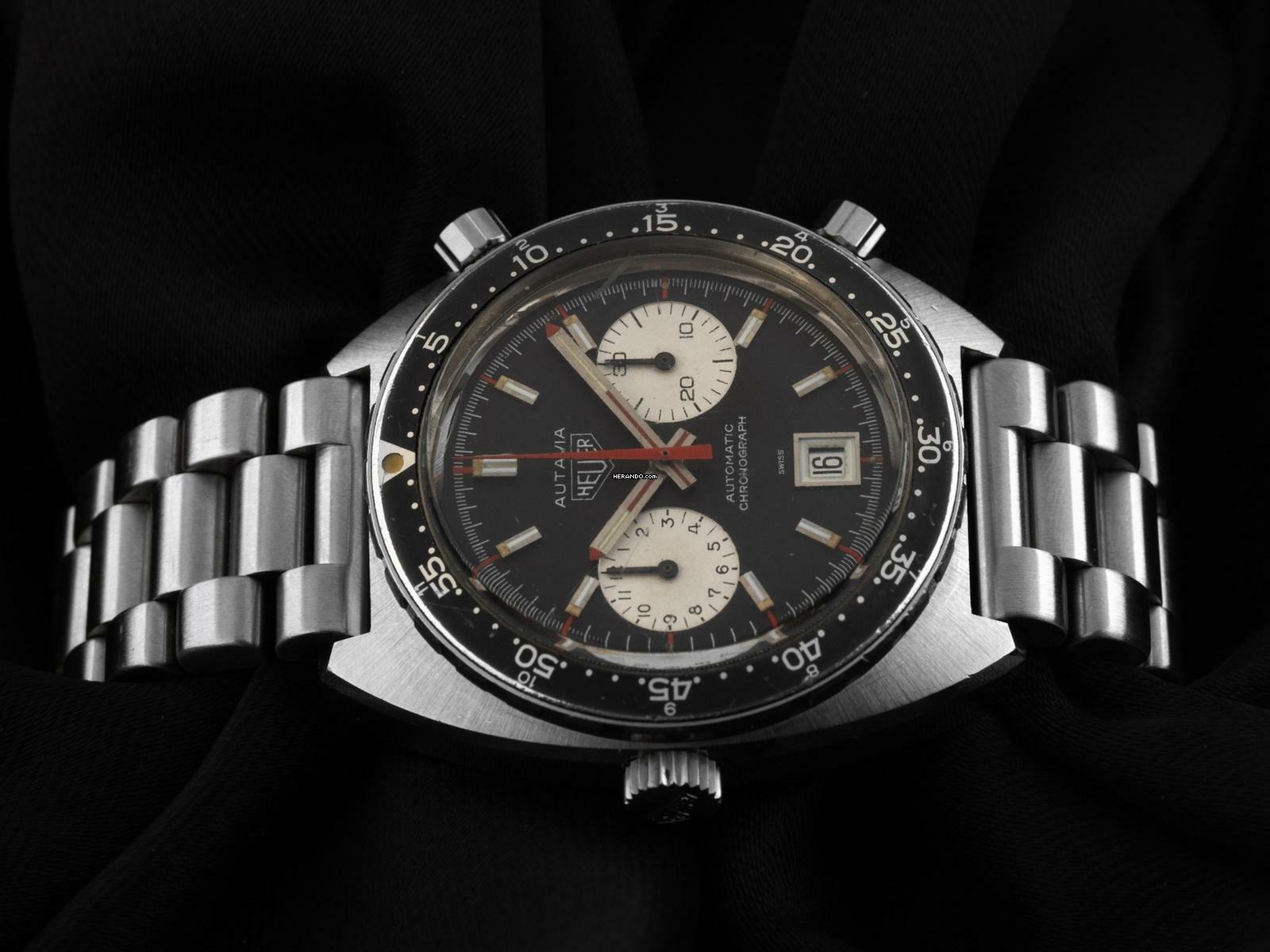 Thumbnail von Heuer Autavia Chronograph Ref.1163 1978 Full Set Original unpoliert