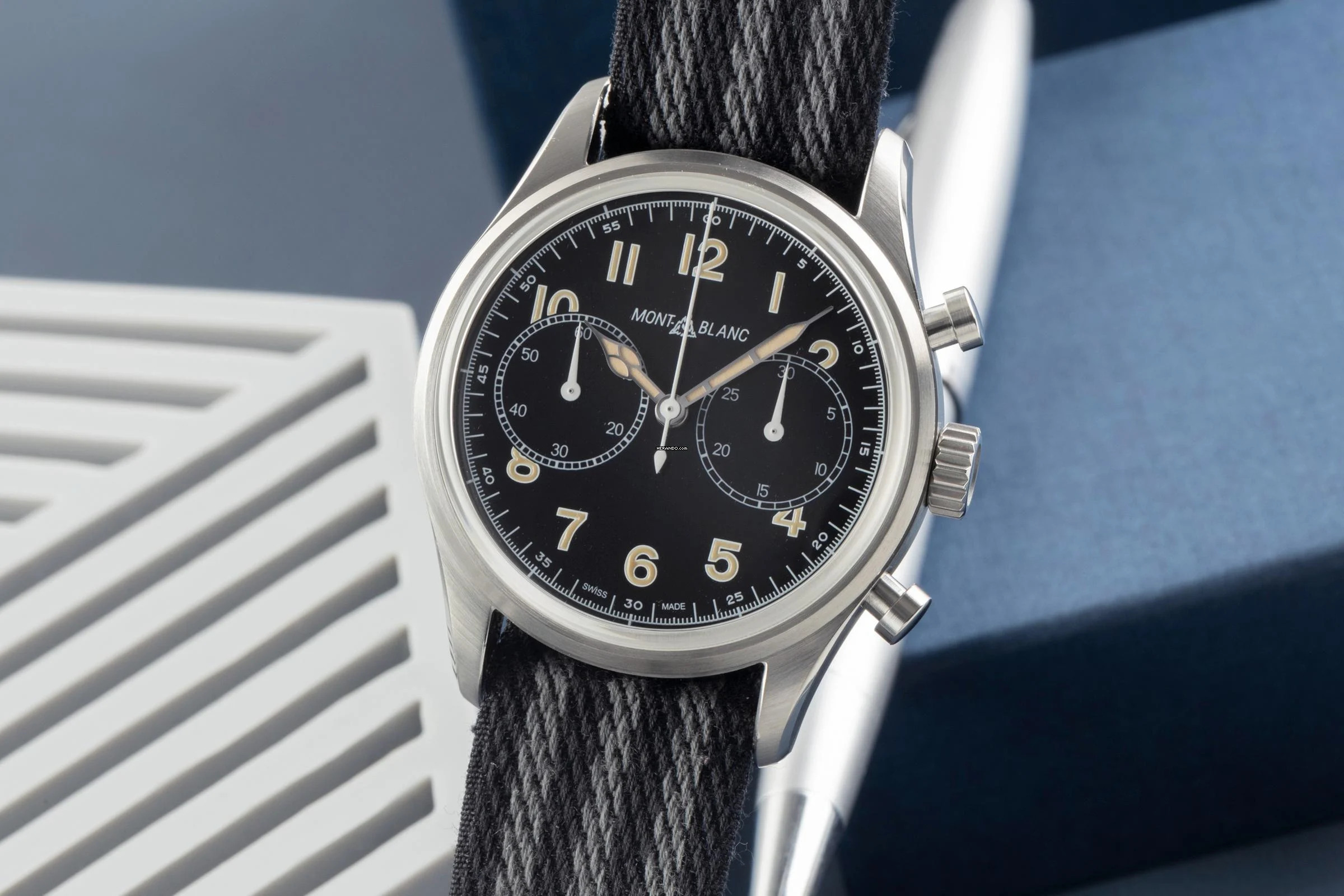  Montblanc 1858 Chronograph Stahl Automatik Herrenuhr Ref. 117835 7456  