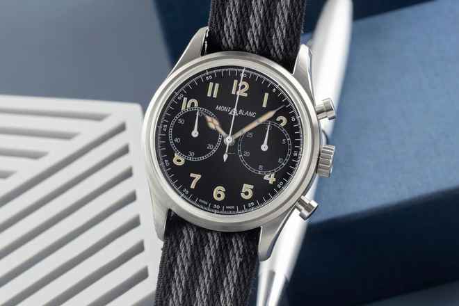  Montblanc 1858 Chronograph Stahl Automatik Herrenuhr Ref. 117835 7456  