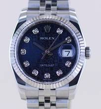Thumbnail von Rolex Datejust 36 blue 36mm Diamond Laser Dial Jubiléband fluted Whitegold B+P