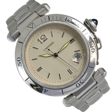  Cartier Pasha Classic Date 38MM Ivory waffle dial Automatic 