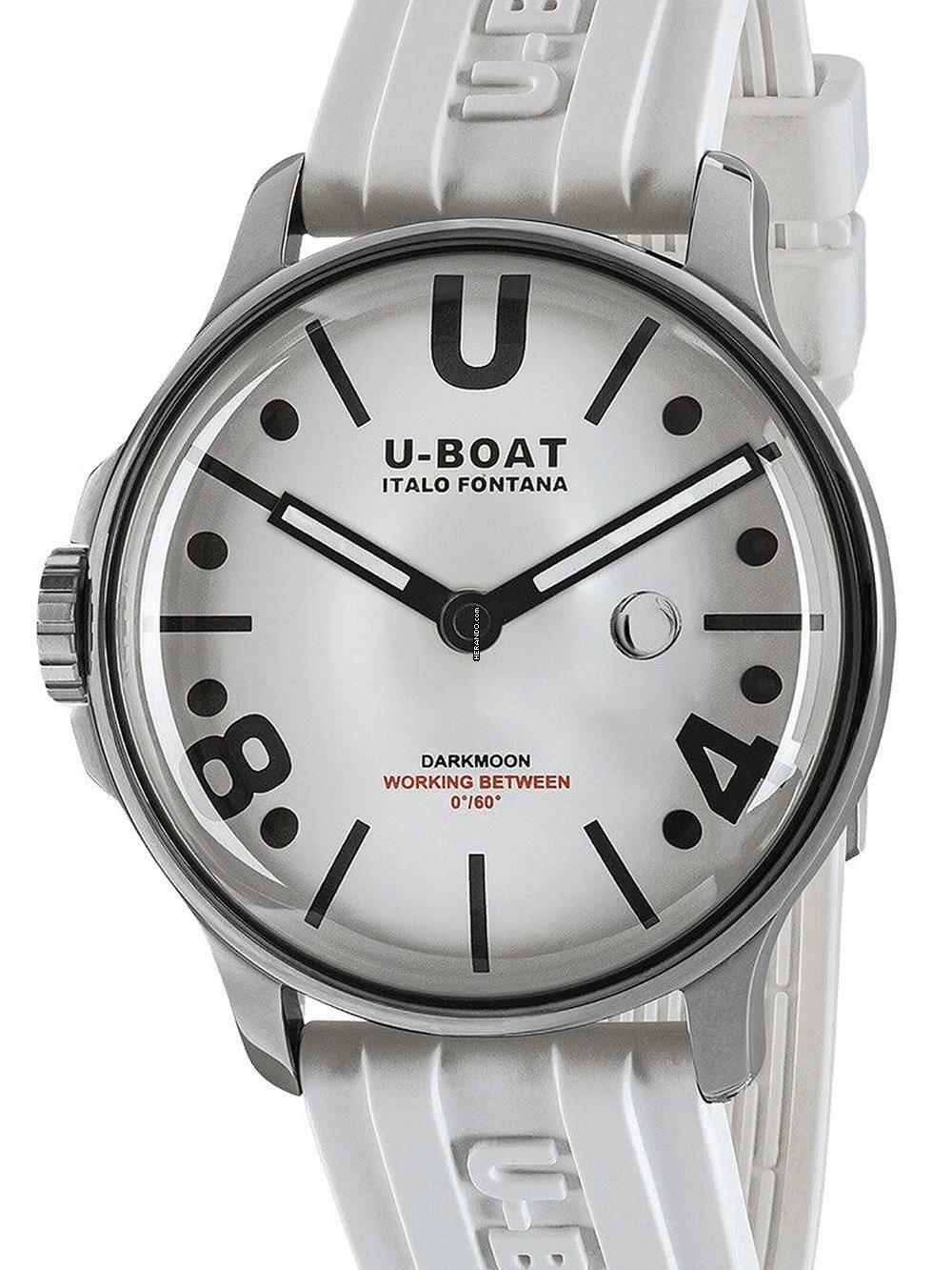  U-Boat 9542 Darkmoon White SS Herrenuhr 44mm 5ATM 