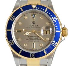 Thumbnail von Rolex Submariner Date 16613 Slate Serti Factory diamond dial 1996 Full Set