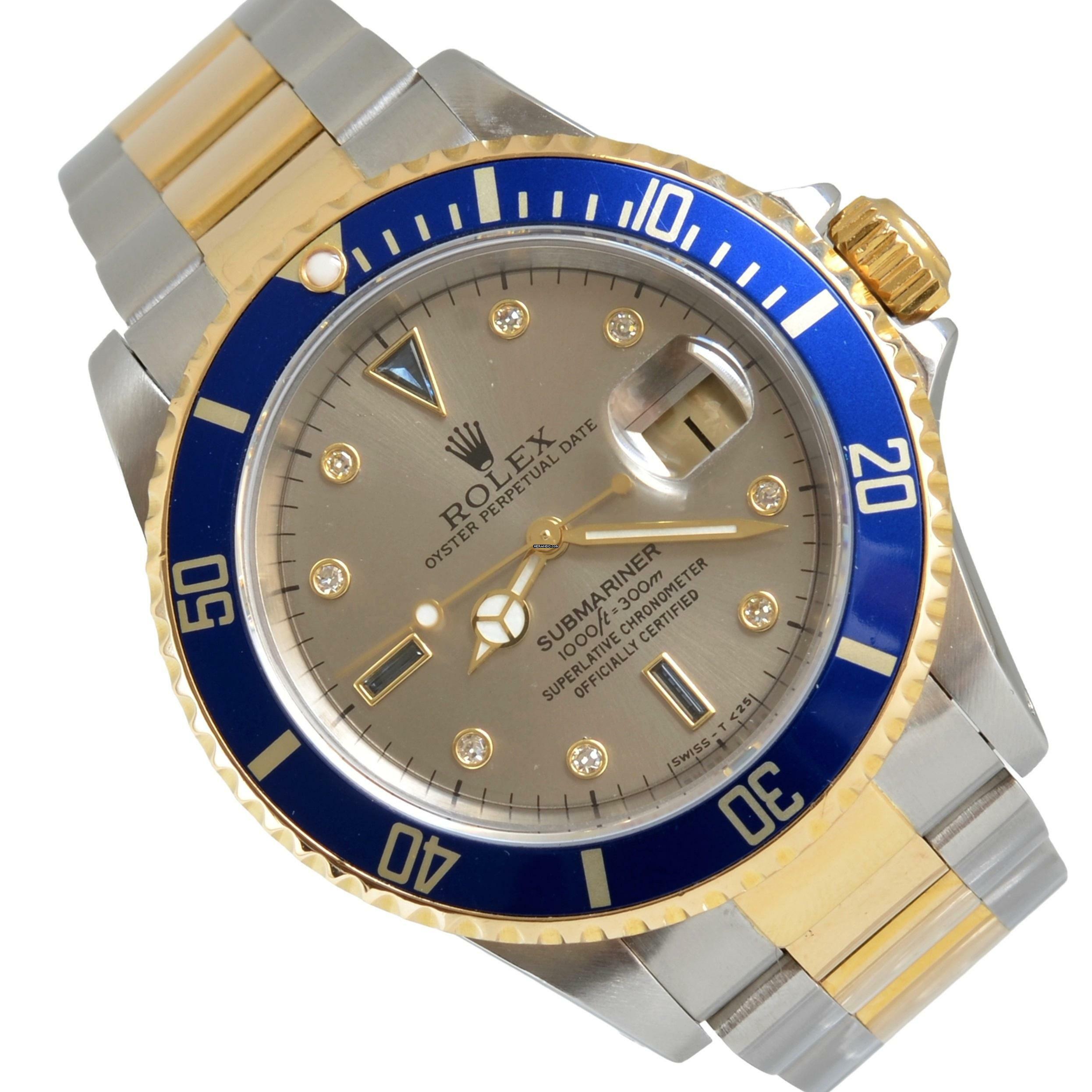 Rolex Submariner Date 16613 Slate Serti Factory diamond dial 1996 Full Set