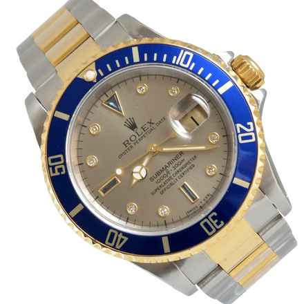  Rolex Submariner Date 16613 Slate Serti Factory diamond dial 1996 Full Set  