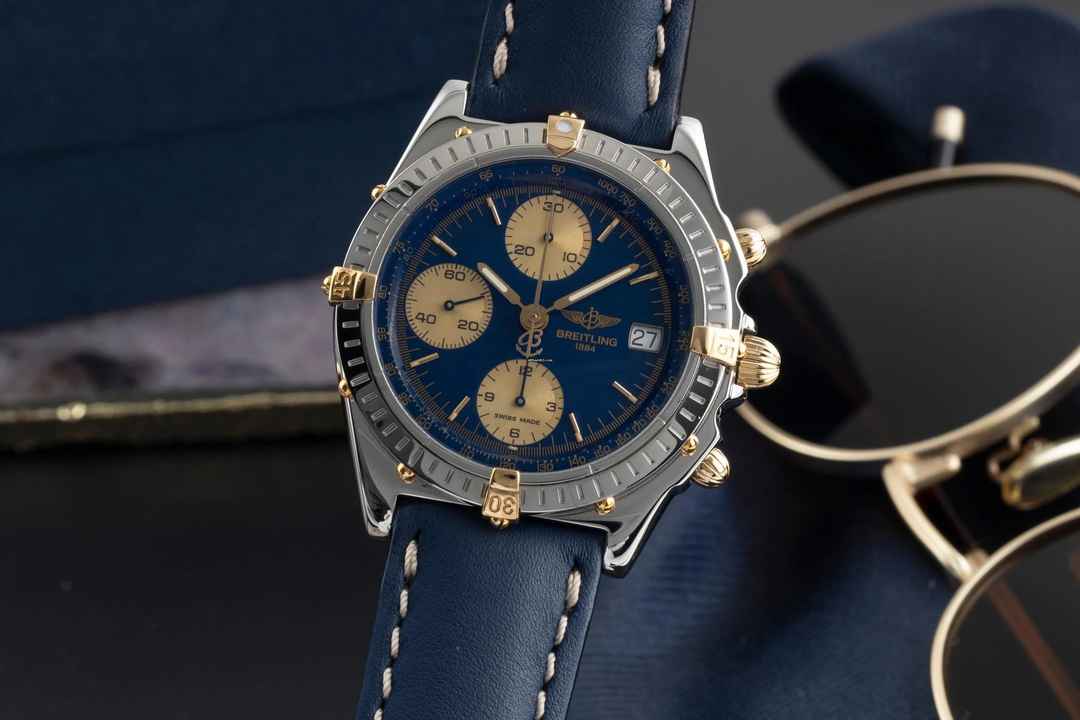  Breitling Chronomat Chronograph Stahl / vergoldet Automatik Ref. B13050 Papiere  