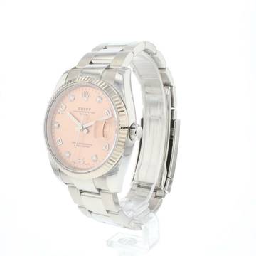  Rolex Oyster Perpetual Date 34MM Fluted Pink Diamond Dial  