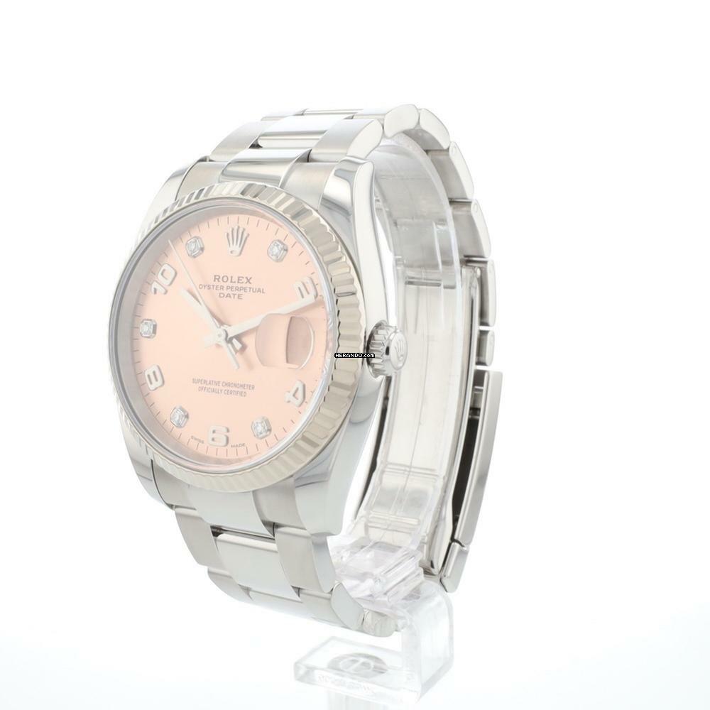 Rolex Oyster Perpetual Date 34MM Fluted Pink Diamond Dial