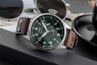 Thumbnail von IWC Große Fliegeruhr Big Pilot Stahl Automatik Green Dial Herrenuhr Ref. IW501015 B&P NP. 13900 