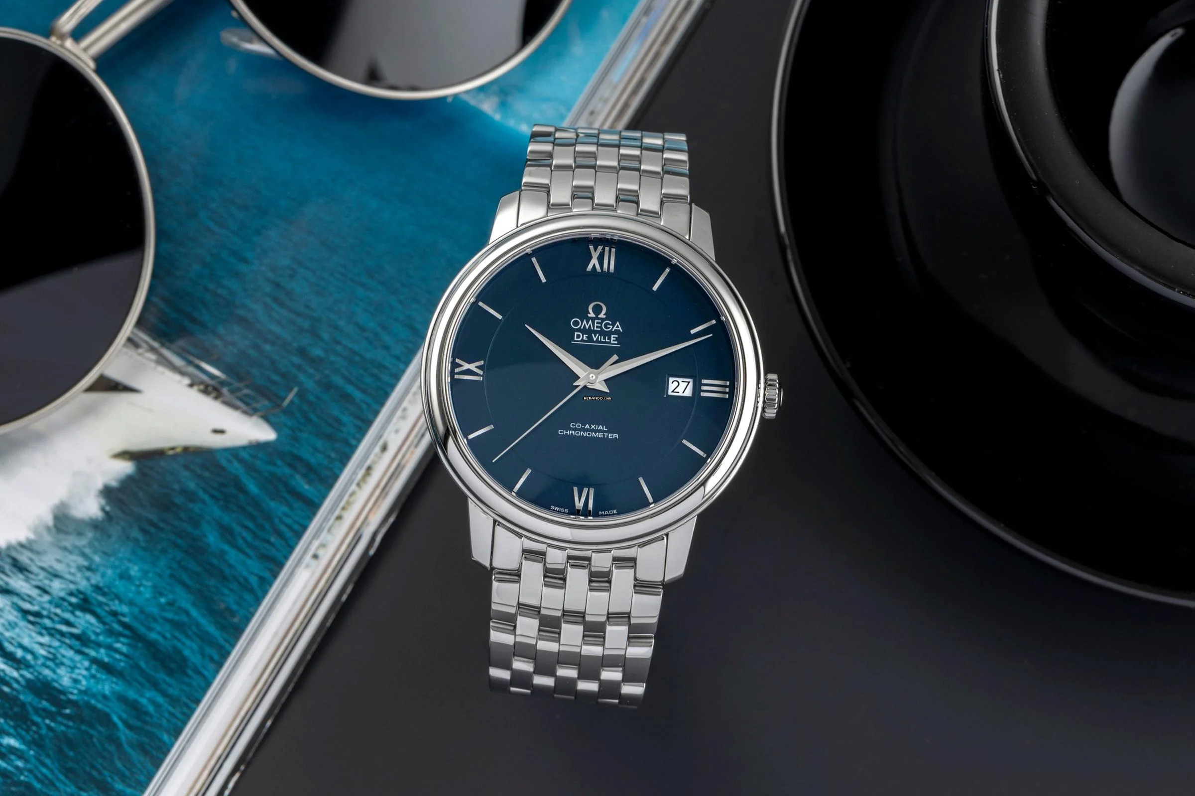 Omega De Ville Prestige Co-Axial Herrenuhr Ref. 424.10.40.20.03.001 B&P 2021