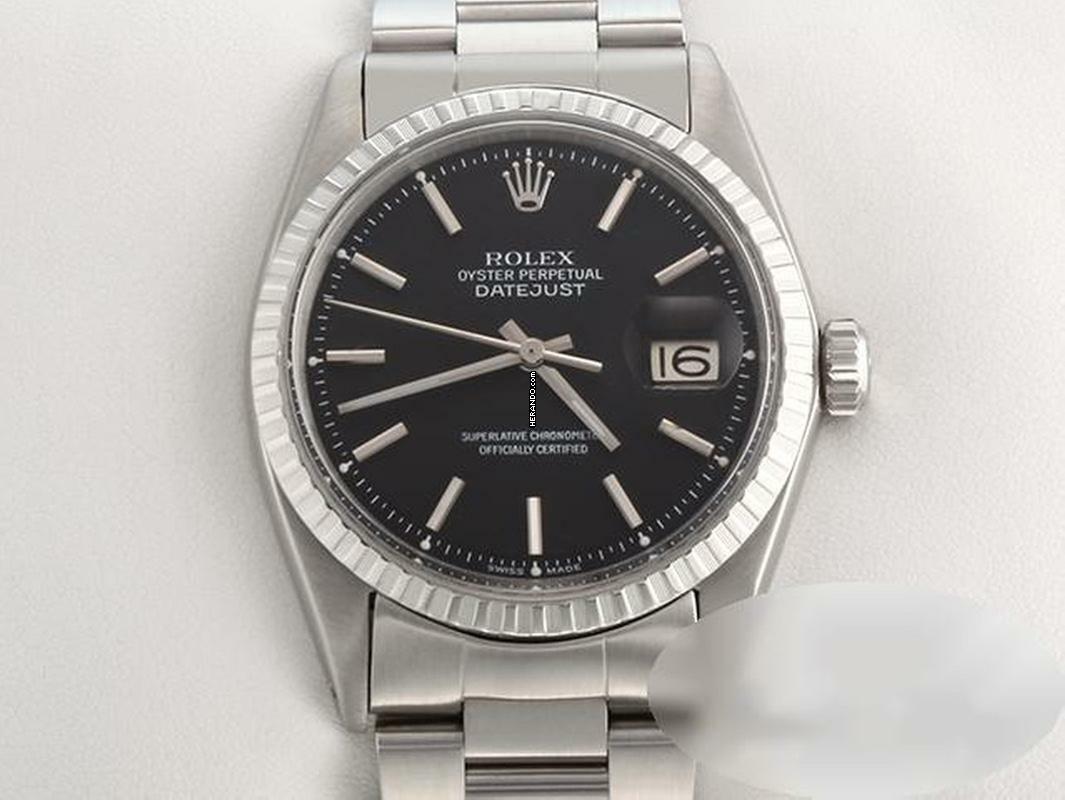 Rolex Datejust 36mm 1603 Edelstahl Automatik Herren Damen Stahl Stainless Steel Oyster-band Chronometer Black Dial