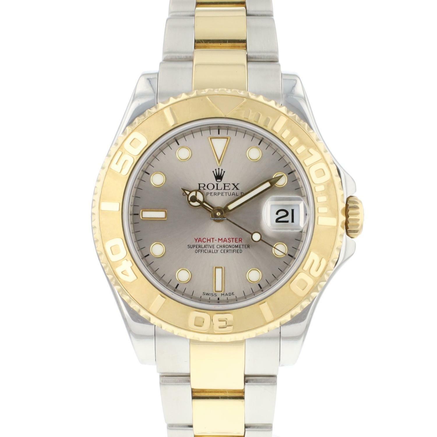  Rolex Yacht-Master 35 Midsize Steel Gold Silver Dial 