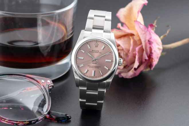  Rolex Oyster Perpetual 34 Automatik Edelstahl Damenuhr Ref. 124200 B&P 2021 