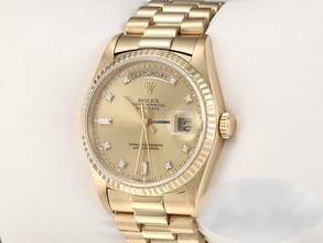 Thumbnail von Rolex Day-Date 36 36mm 18238 1991 Diamanten Gelbgold 750 Automatik 18kt Yellow Gold President-band Chronometer Oyster