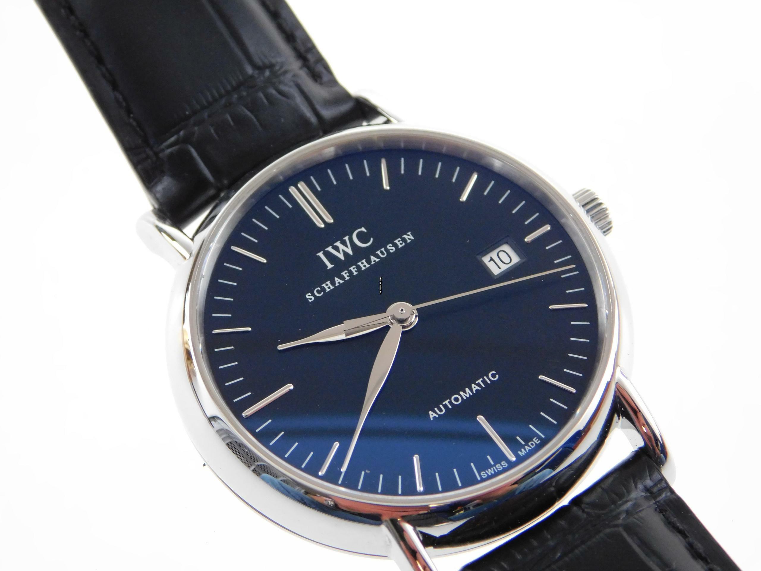  IWC Portofino Automatic Herrenuhr 39mm mit Krokoband und Faltschließe Alle Papiere wie Neu aus 2010  