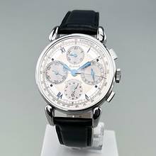 Thumbnail von Chronoswiss Classic Klassik Chronograph Ref. CH-7443 37mm Zifferblatt silber mit gebläuten römischen Ziffern mit Original Kaufbeleg Original Chronoswiss Serviceheft