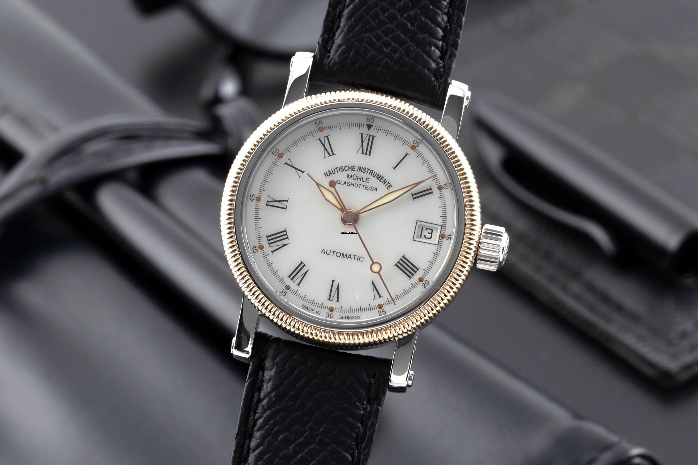  Mühle Glashütte Medium II Stahl / Gold Automatik Datum Ref M1-31-70 M31-71/3LB  