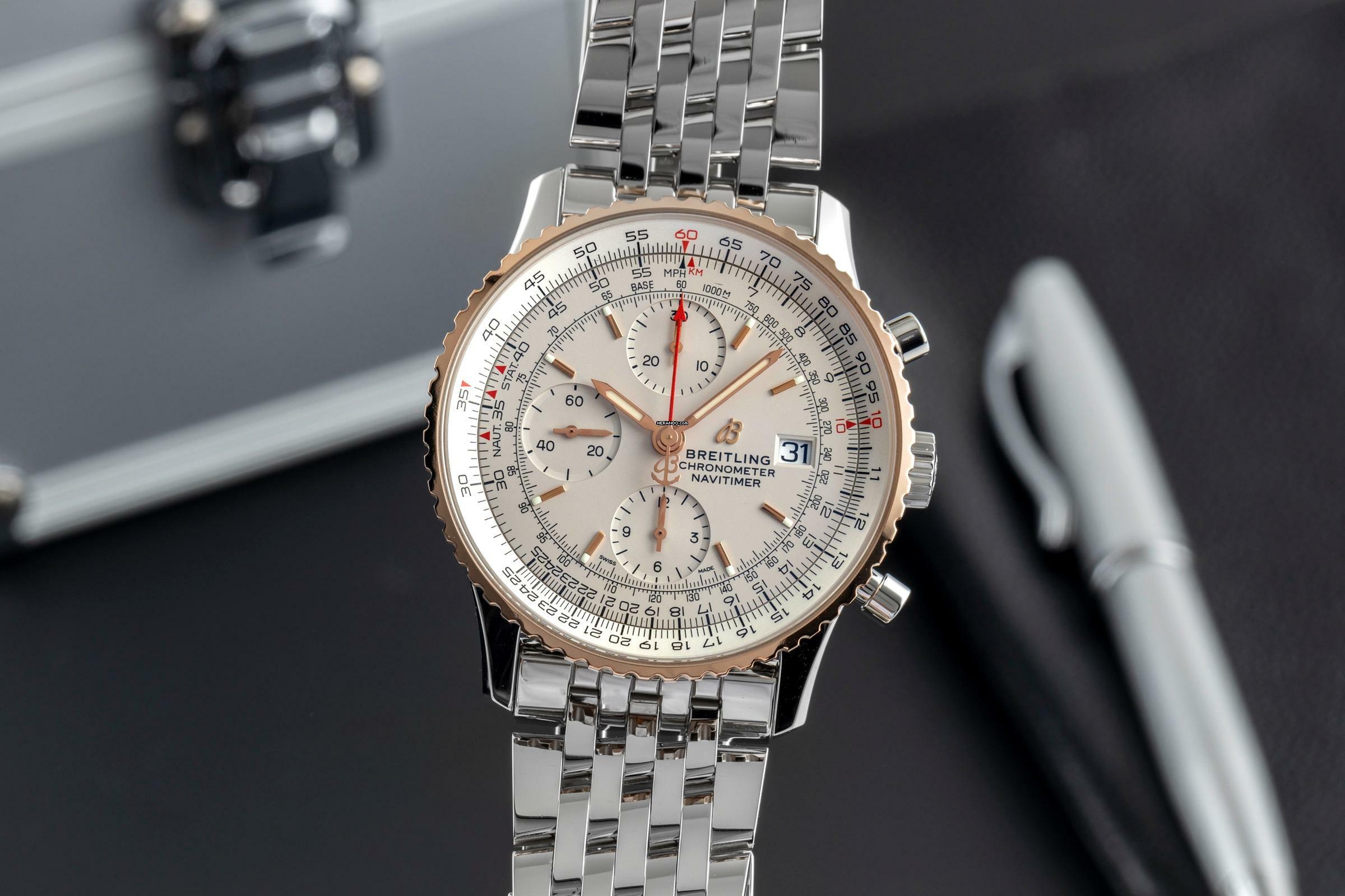  Breitling Navitimer Chronograph Stahl / Gold Automatik Ref. U13324211G1A1 B&P 