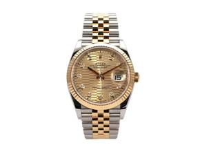 Thumbnail von Rolex Datejust 36 Edelstahl Gelbgold 126233 golden Riffelmuster Diamant Jubile-Band