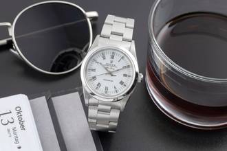 Thumbnail von Rolex Air King 34 White Dial Stahl Automatik Herrenuhr Ref. 14000 Papiere 1996