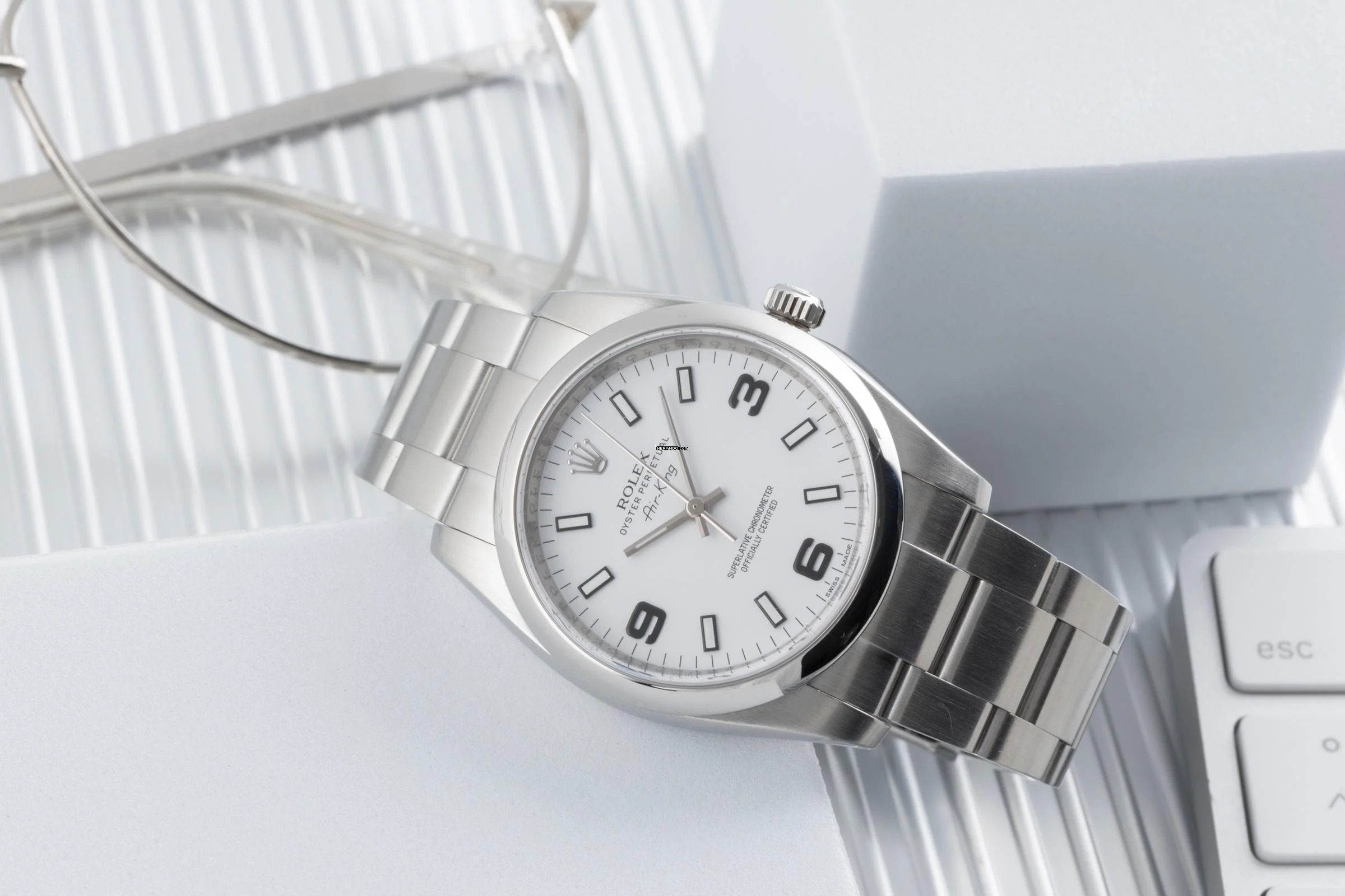 Thumbnail von Rolex Air King 34 White Dial Oyster Edelstahl Automatik Ref. 114200 B&P 2012