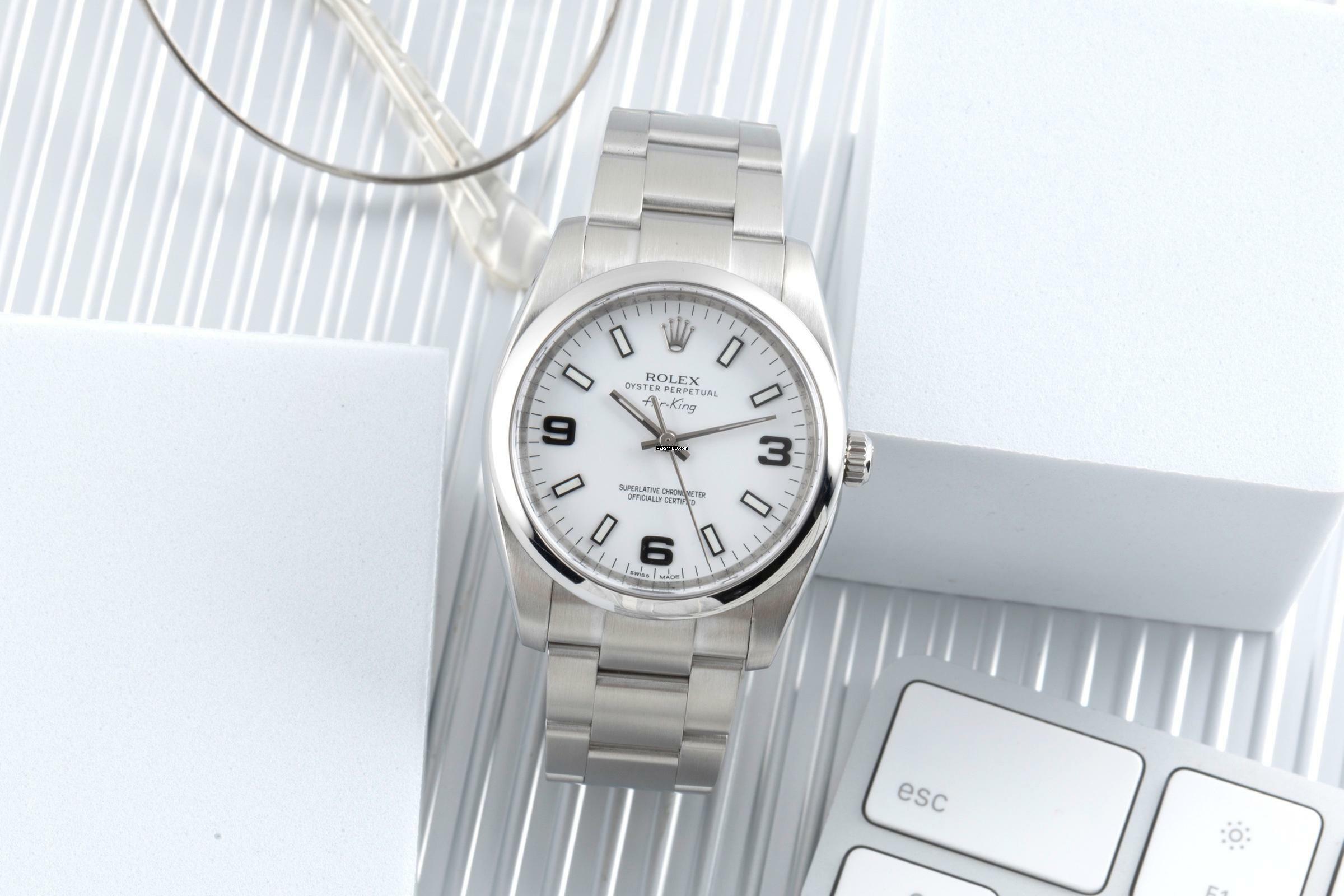 Thumbnail von Rolex Air King 34 White Dial Oyster Edelstahl Automatik Ref. 114200 B&P 2012