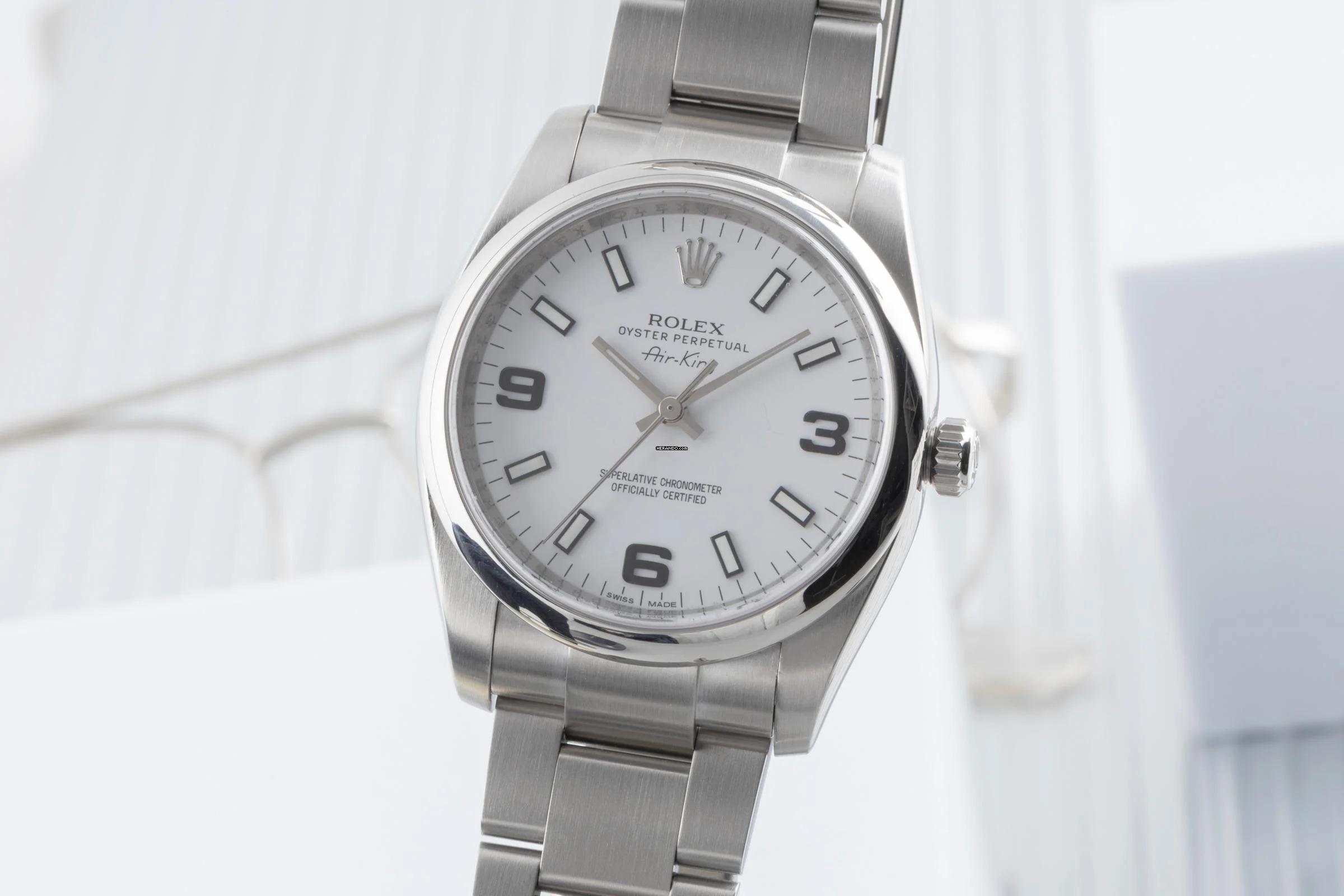  Rolex Air King 34 White Dial Oyster Edelstahl Automatik Ref. 114200 B&P 2012 