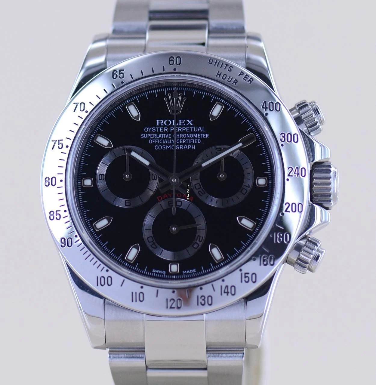 Rolex Daytona Stahl black Dial Cosmograph Steel Chronograph schwarz B+P  