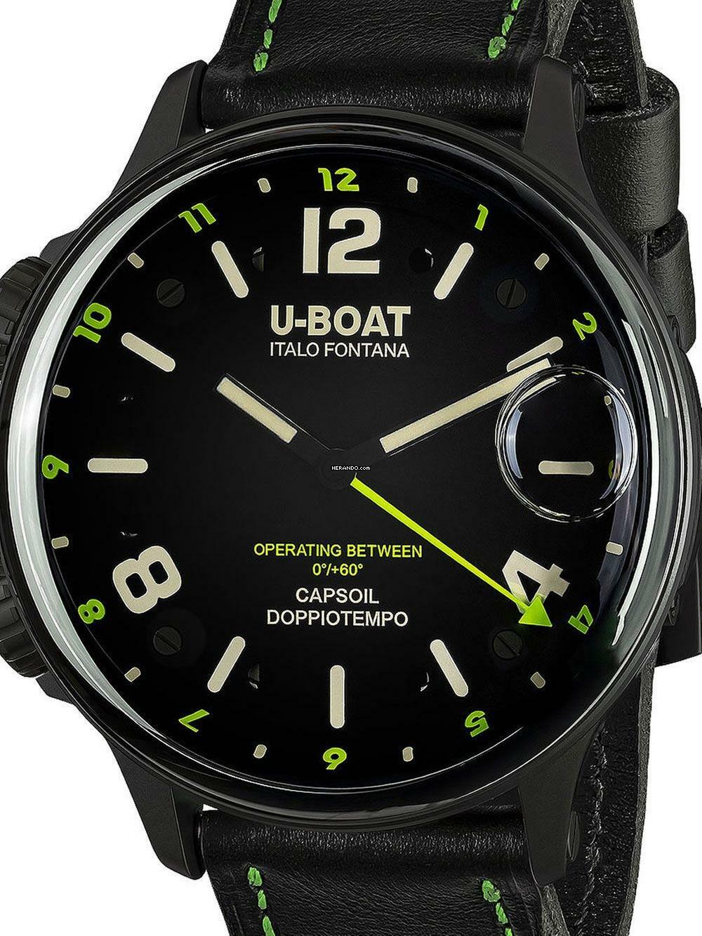  U-Boat 9675 Capsoil Doppiotempo DLC GMT Herrenuhr 55mm 10ATM 