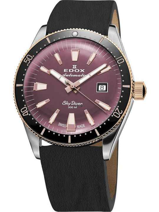  Edox 80131-357RNRC-VIO Skydiver Automatik +2. Armband Damenuhr 