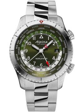  Alpina Startimer Pilot AL-255GR4S26B Startimer Pilot Worldtimer Herrenuhr 41mm 