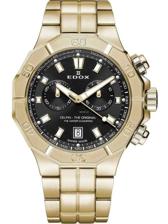  Edox 10113-37JM-NID Delfin Chronograph Herrenuhr 43mm 20ATM 