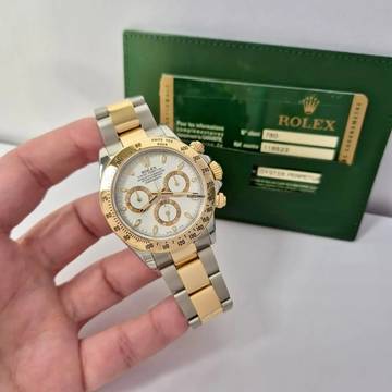  Rolex Daytona Ouro & Aço White Dial 40mm Automático Completo 