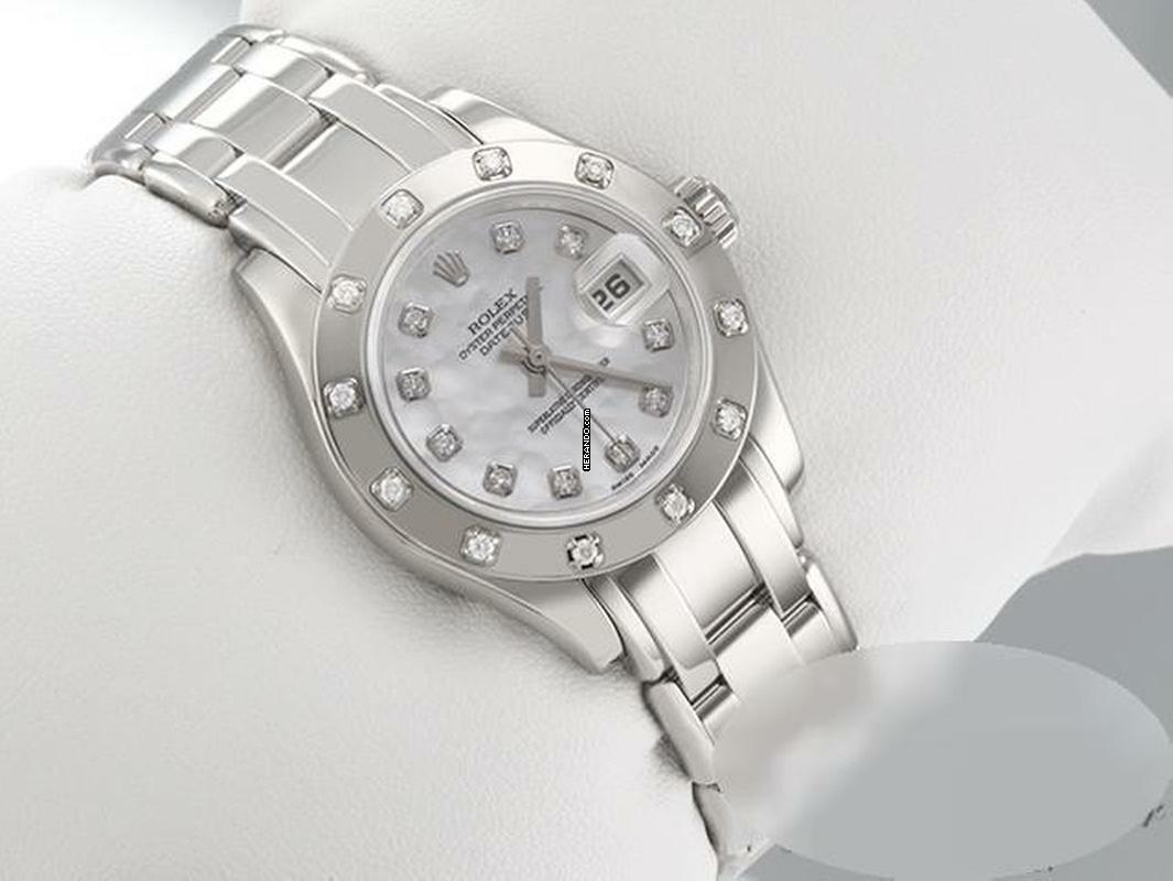 Rolex Lady-Datejust Pearlmaster 29 80319 Weissgold 750 Perlmutt Diamanten Automatik Lady 18kt White Gold