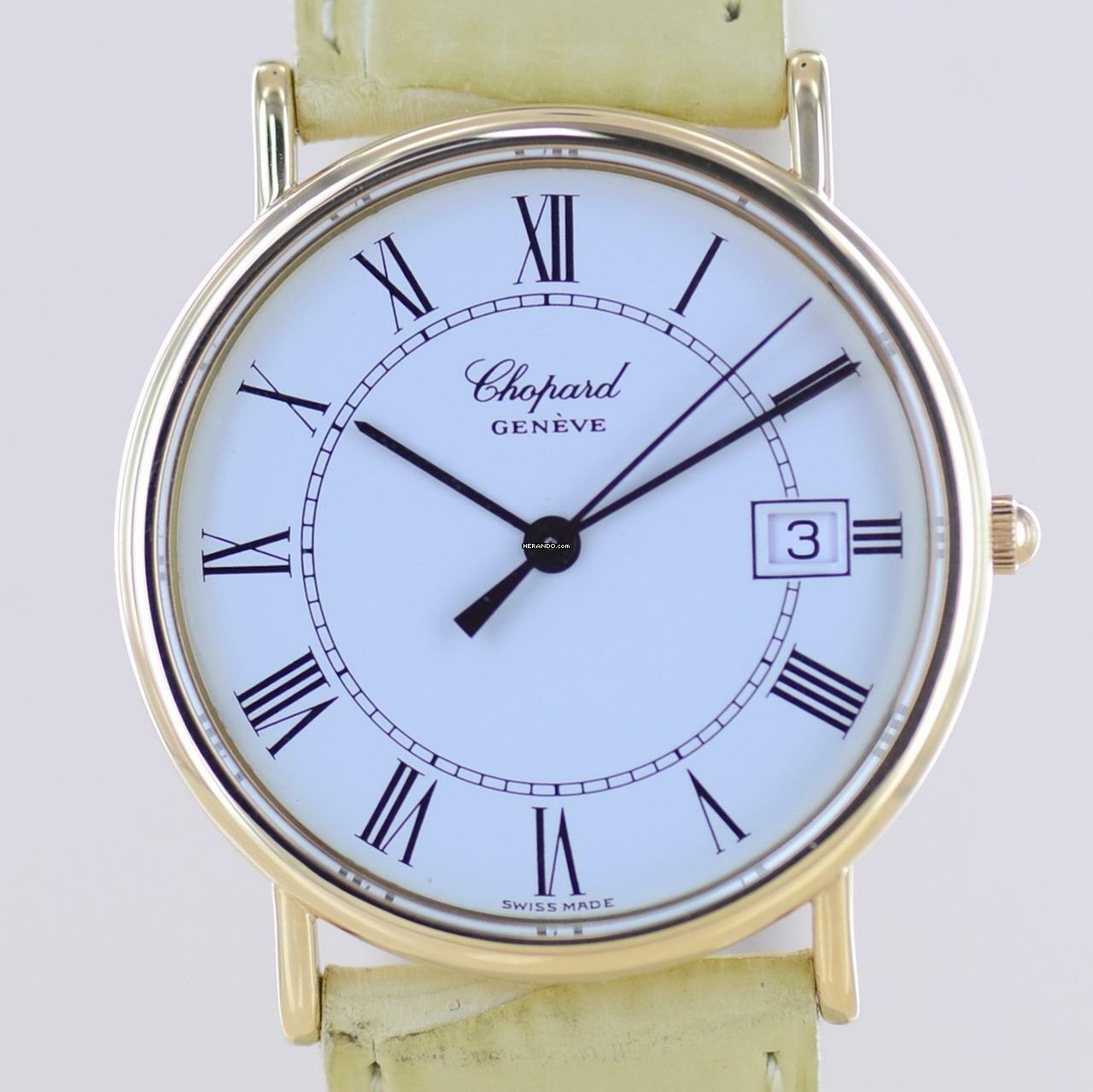  Chopard L.U.C 18K LUC Klassiker Gelbgold Unisex Dresswatch white roman Dial B+P  