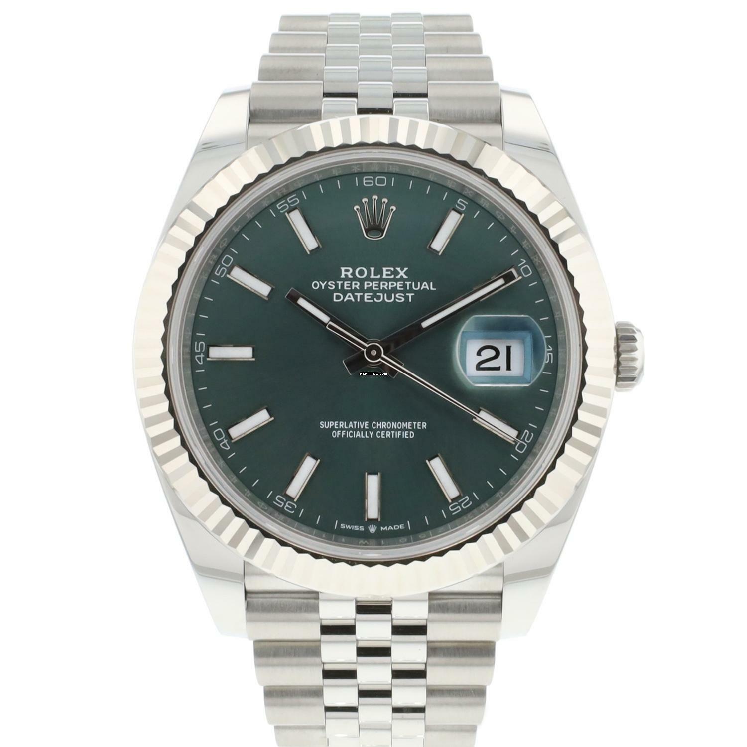  Rolex Datejust 41 Jubilee Fluted Mint Green Dial  